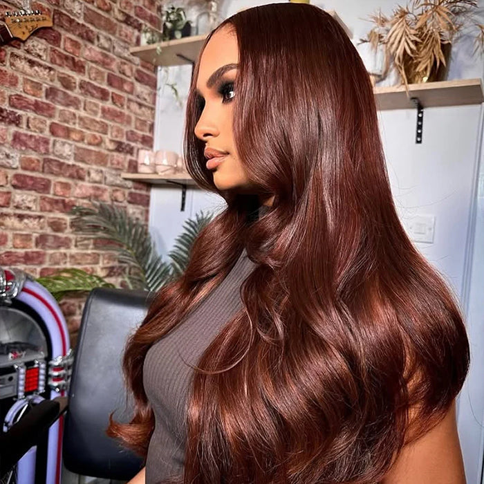 Copper Brown 13x6 Clear HD Lace Frontal Wig Body Wave 100% Human Hair Super Natural Hairline