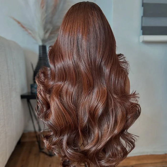 Copper Brown 13x6 Clear HD Lace Frontal Wig Body Wave 100% Human Hair Super Natural Hairline
