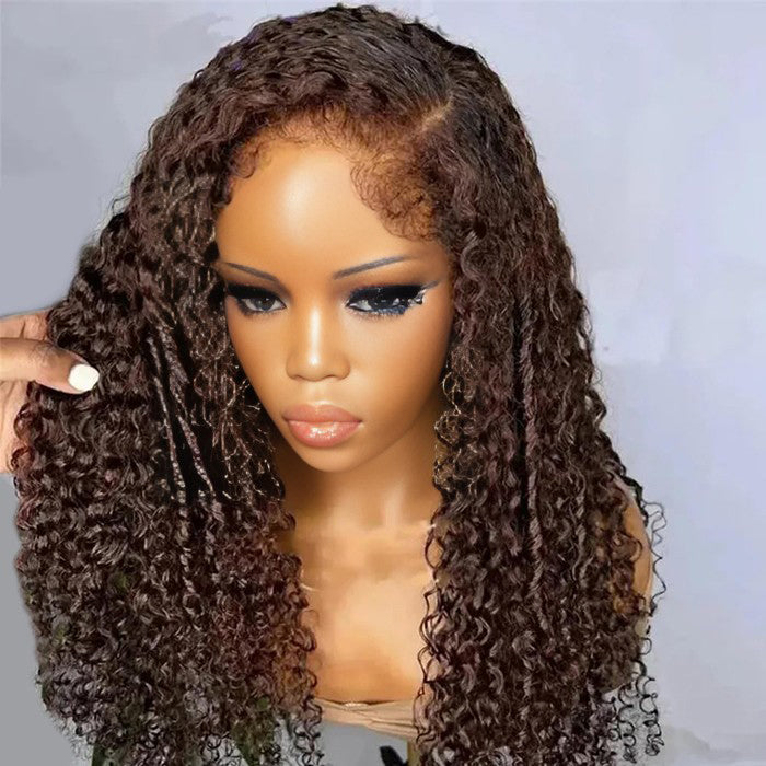 220% Density 4C Curly Edges Colored Wig 13x6 Full Lace Human Hair Glueless Wig with Curly Baby Hair