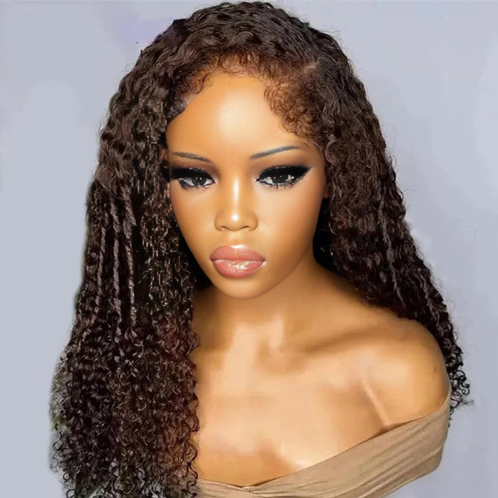 220% Density 4C Curly Edges Colored Wig 13x6 Full Lace Human Hair Glueless Wig with Curly Baby Hair