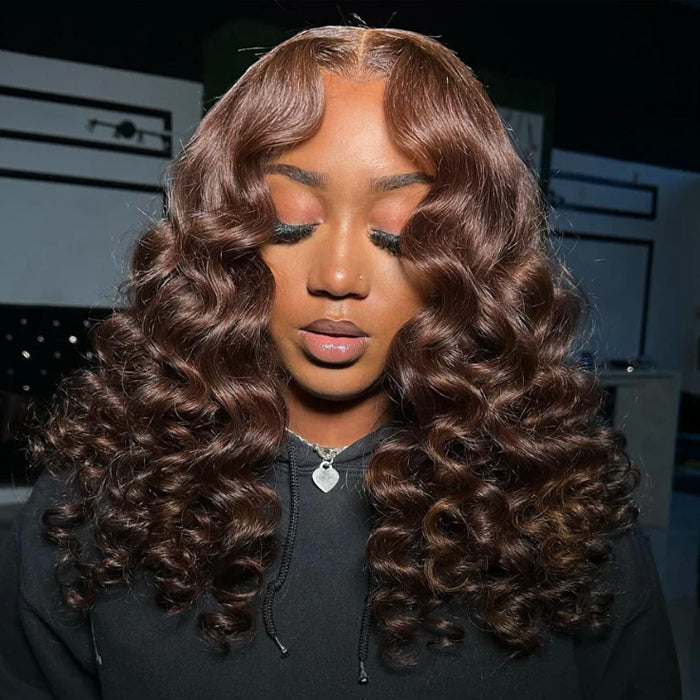 +$9.9 Get A Wig | 220% Density Chocolate Brown Loose Deep Wave Wig 13x6 HD Lace Frontal Human Hair Wigs