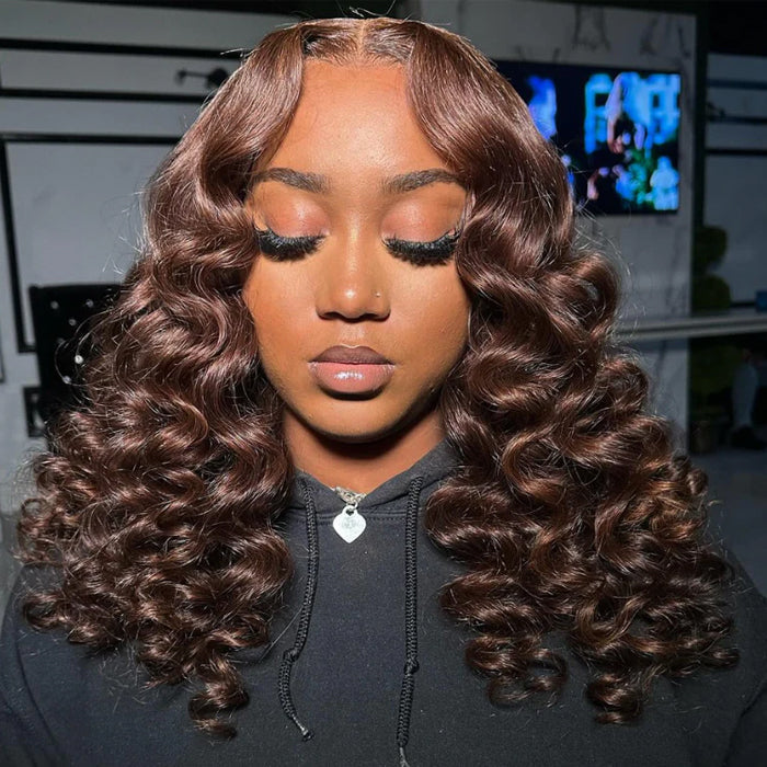 +$9.9 Get A Wig | 220% Density Chocolate Brown Loose Deep Wave Wig 13x6 HD Lace Frontal Human Hair Wigs