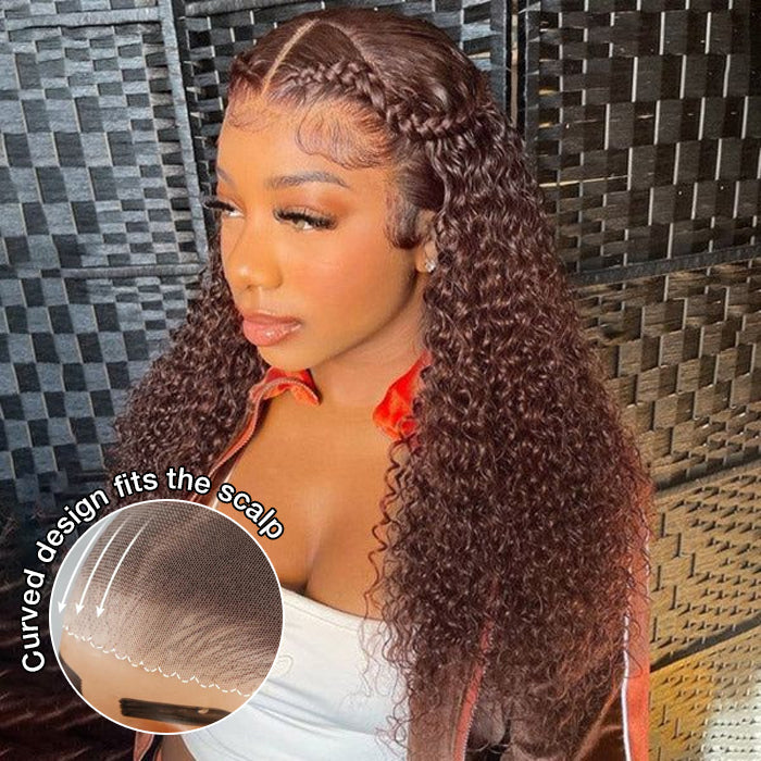 Glueless Ready & Go Wig Curly Hair 8*5 Pre Cut HD Lace Closure Wigs #4 Chocolate Brown Color