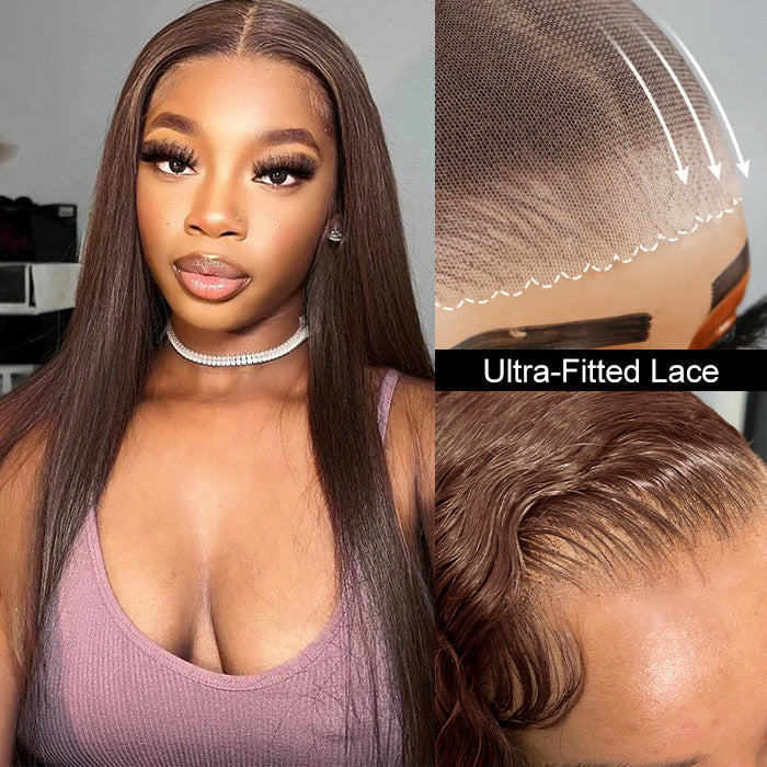 Body Wave #4 Chocolate Brown Glueless Wig 220% Density Pre-cut 8x5 HD Lace Wigs Ship In 24H