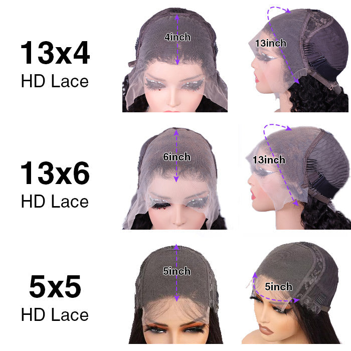 Deep Wave HD Lace Front Bob Wig Pre Plucked Human Hair Lace Wigs For Women 220% Density