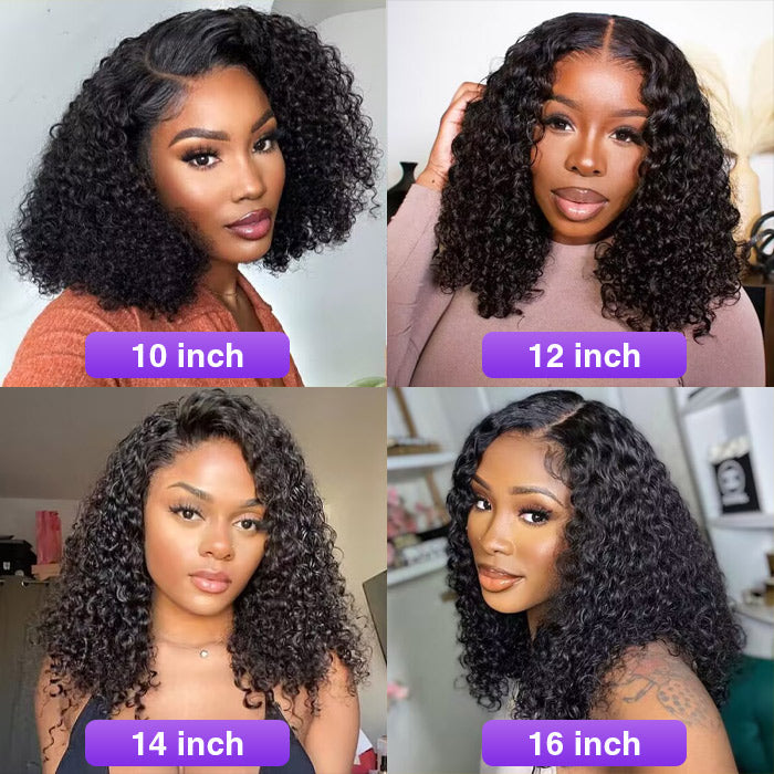 Glueless Wig Curly 8x5 Closure HD Lace Short Bob Wig Pre Cut & Plucked & Bleached