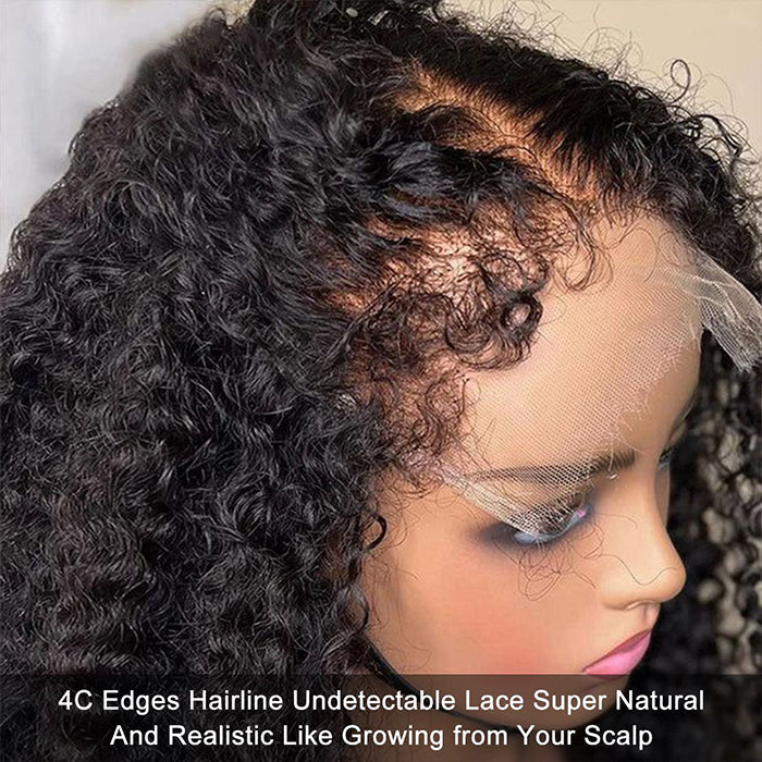 4C Edges Hairline Wig Deep Wave 8x5/13x6 HD Lace Front Wigs Human Hair With Curly Baby Hair Realistic Hairline