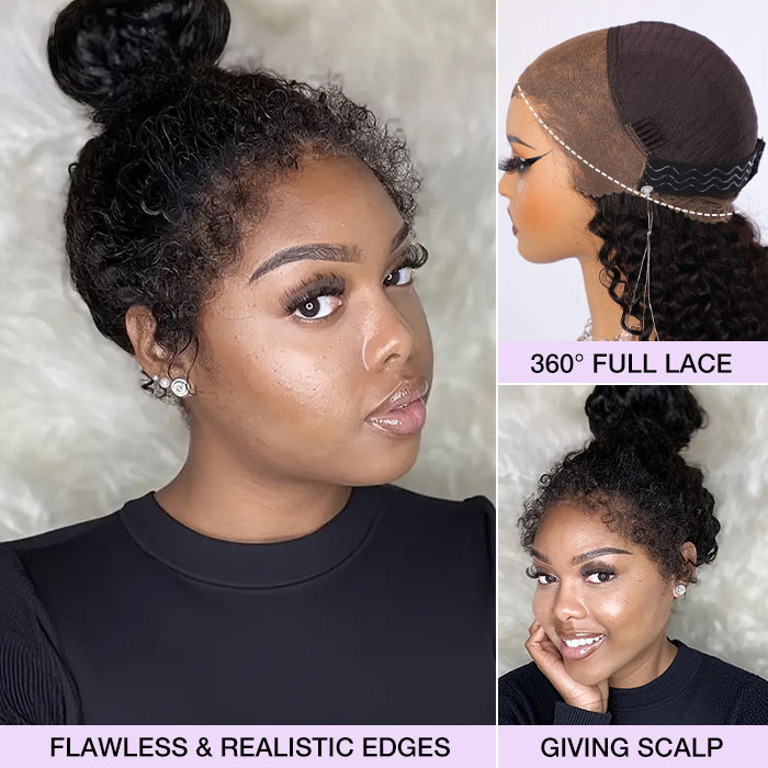 4C Edges Hairline Wig Deep Wave 8x5/13x6 HD Lace Front Wigs Human Hair With Curly Baby Hair Realistic Hairline