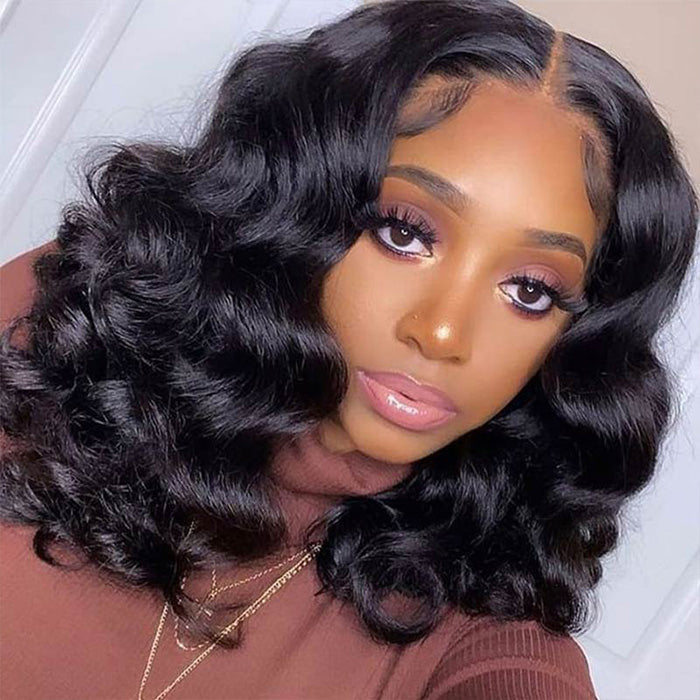 12" = $89 Short Bob Wig Loose Body Wave Pre Plucked HD Lace Human Hair Wig Beginner Friendly Glueless