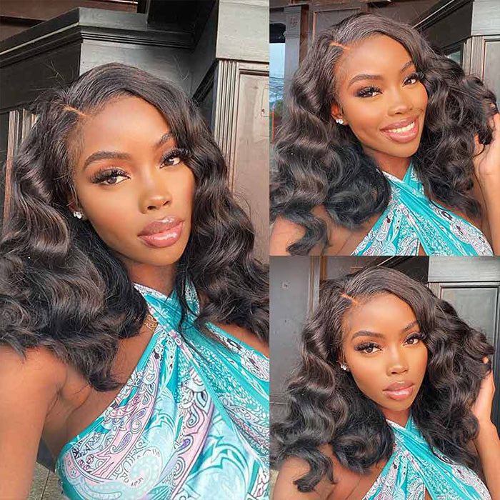 12" = $89 Short Bob Wig Loose Body Wave Pre Plucked HD Lace Human Hair Wig Beginner Friendly Glueless