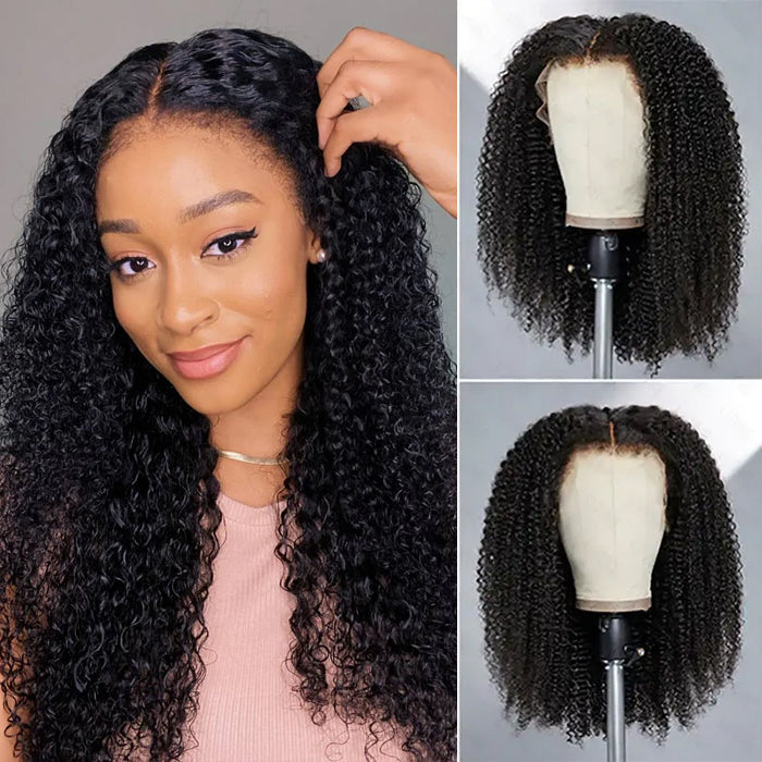Glueless Kinky Curly Wig with Kinky Edge Hairline Looks Like It Grows Out of Your Scalp 13x4 13x6 HD Lace Wig with Drawstring
