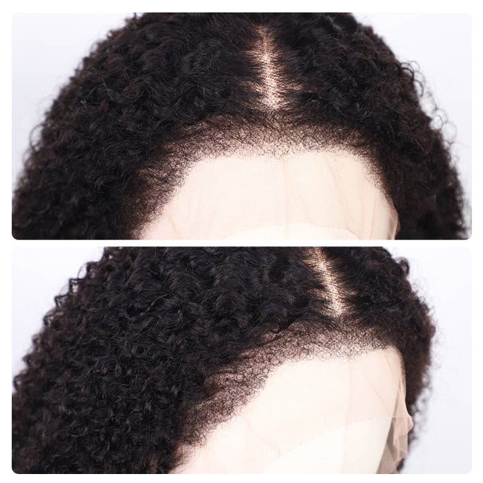 Glueless Kinky Curly Wig with Kinky Edge Hairline Looks Like It Grows Out of Your Scalp 13x4 13x6 HD Lace Wig with Drawstring