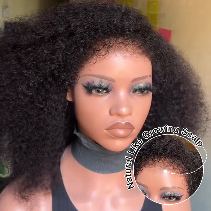 4C Edges Kinky Curly Short Bob Wig Glueless Short Wigs Human Hair For Women