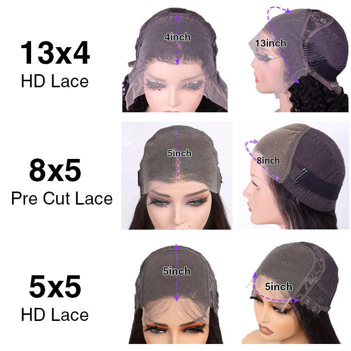 3 Wigs Set  | 13x4 Skinlike HD Lace Curly Wig & 8x5 Glueless Lace Curly Short Bob Wigs & Straight 5x5 HD Lace Short Bob Wig