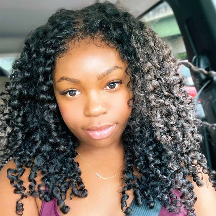 4C Edges Lace Front Bob Wig Glueless Curly Human Hair Wig with Pre Plucked Hairline 220% Density