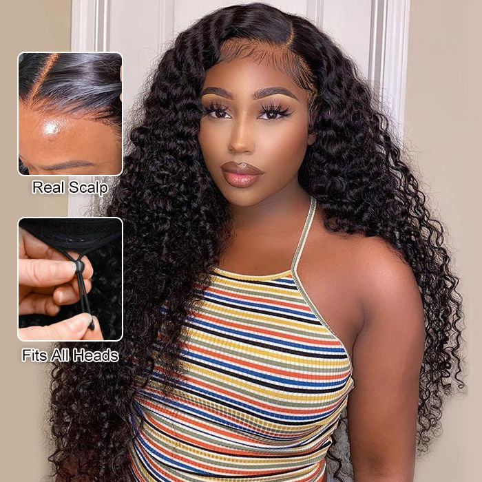 Glueless Curly Wigs 13x6 HD Lace Front Wig Pre Plucked and Bleached Human Hair Wigs For Women