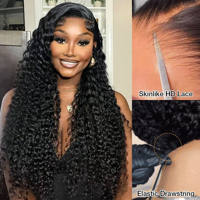 Glueless Curly Wigs 13x6 HD Lace Front Wig Pre Plucked and Bleached Human Hair Wigs For Women