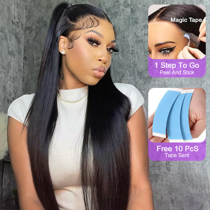13x4 HD Lace Frontal Wig 100% Human Hair Wigs With Invisible Bleached Small Knots Hermosa Affordable Long Hair 180%