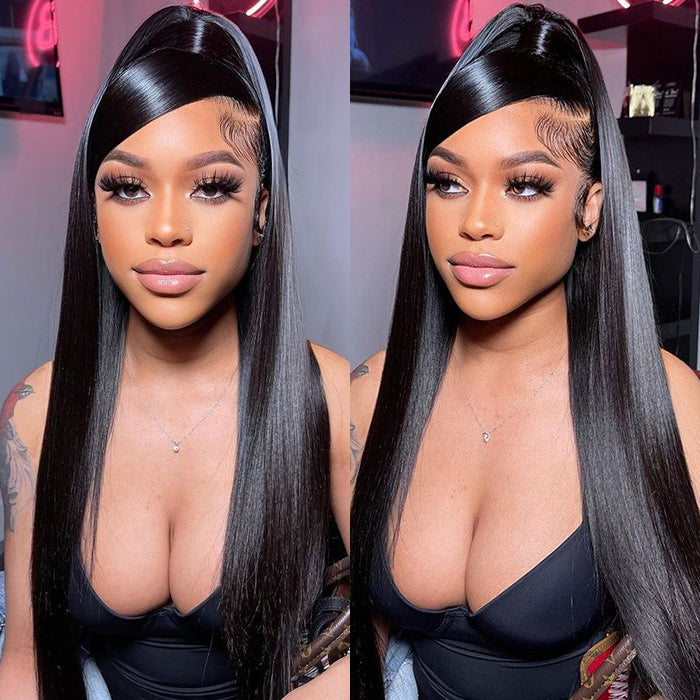 13x4 HD Lace Frontal Wig 100% Human Hair Wigs With Invisible Bleached Small Knots Hermosa Affordable Long Hair 180%