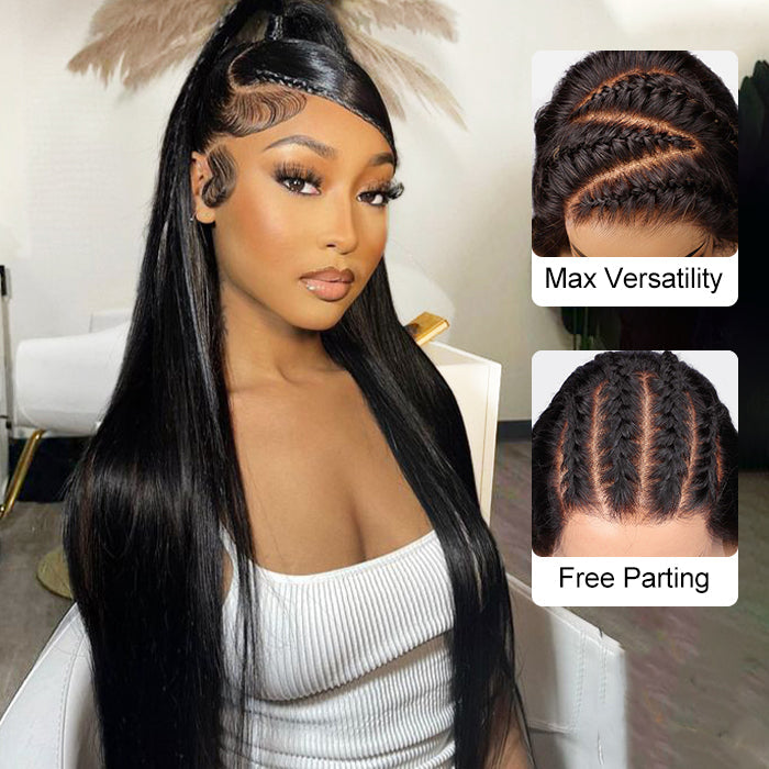 13x4 HD Lace Frontal Wig 100% Human Hair Wigs With Invisible Bleached Small Knots Hermosa Affordable Long Hair 180%