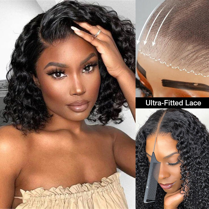 220% Density 4x4/5x5 Lace Closure Bob Wigs Pre Plucked Water Wave Wigs For Black Women