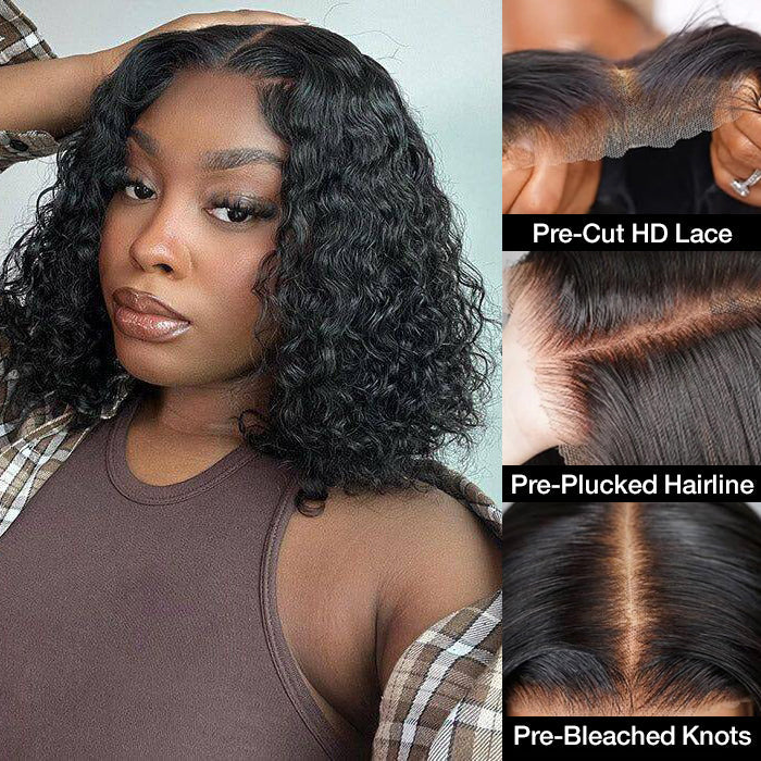 220% Density 4x4/5x5 Lace Closure Bob Wigs Pre Plucked Water Wave Wigs For Black Women