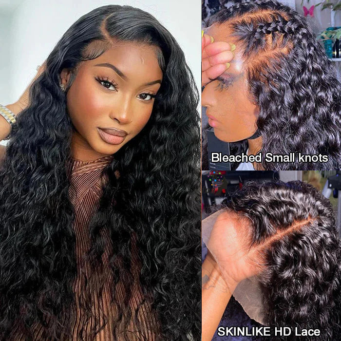 13x4 HD Lace Frontal Wig 100% Human Hair Wigs With Invisible Bleached Small Knots Hermosa Affordable Long Hair 180%