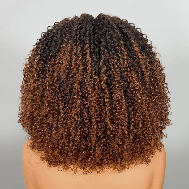 14'' = $99 1B/30 Ombre Colored Kinky Curly Bob Human Hair HD Lace Front Wigs 180% Density Pre Plucked Glueless HD Lace Wigs