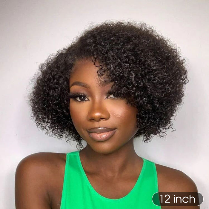 4C Kinky Edges Kinky Curly Bob Wig 5x5 HD Glueless Lace 100% Human Hair Wig With Super Natural Hairline