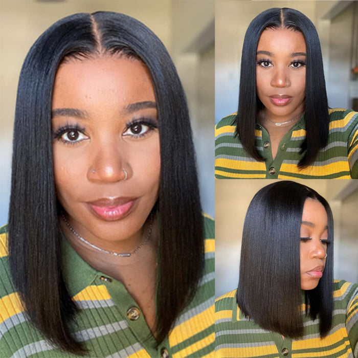 220% Density Straight Bob Wigs Pre Cut 13x4 HD Lace Real Glueless Wigs 100% Human Hair