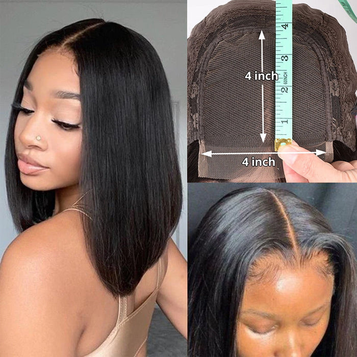 220% Density Straight Bob Wigs Pre Cut 13x4 HD Lace Real Glueless Wigs 100% Human Hair
