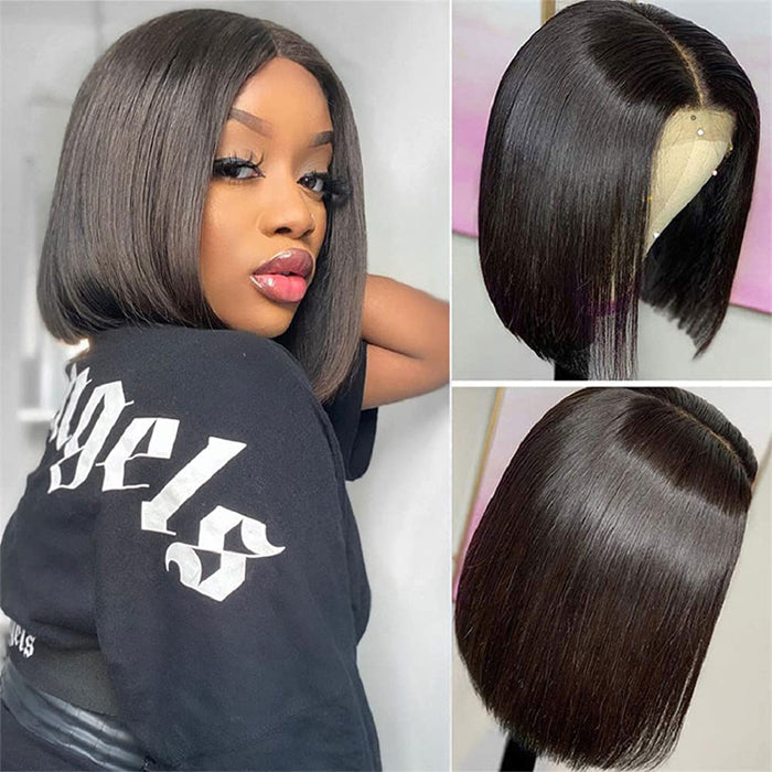220% Density Straight Bob Wigs Pre Cut 13x4 HD Lace Real Glueless Wigs 100% Human Hair
