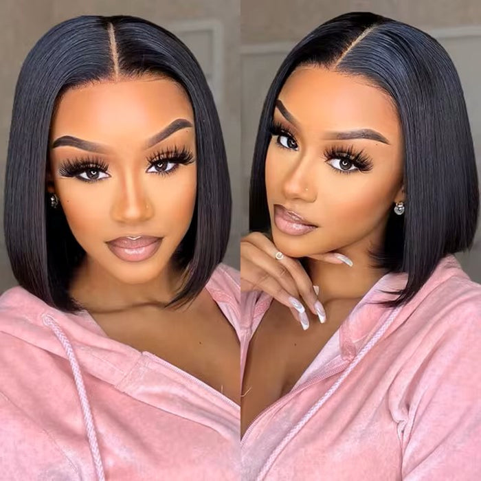 220% Density Straight Bob Wigs Pre Cut 13x4 HD Lace Real Glueless Wigs 100% Human Hair