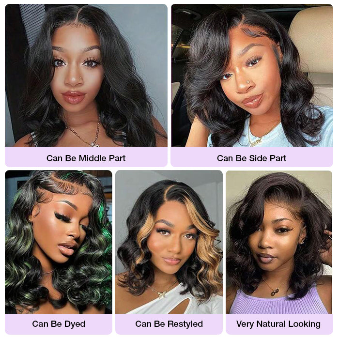 Body Wave Short bob Wigs 5x5 Lace Closure Wigs Human Hair 100% Real Human Hair Wig Pre Plucked