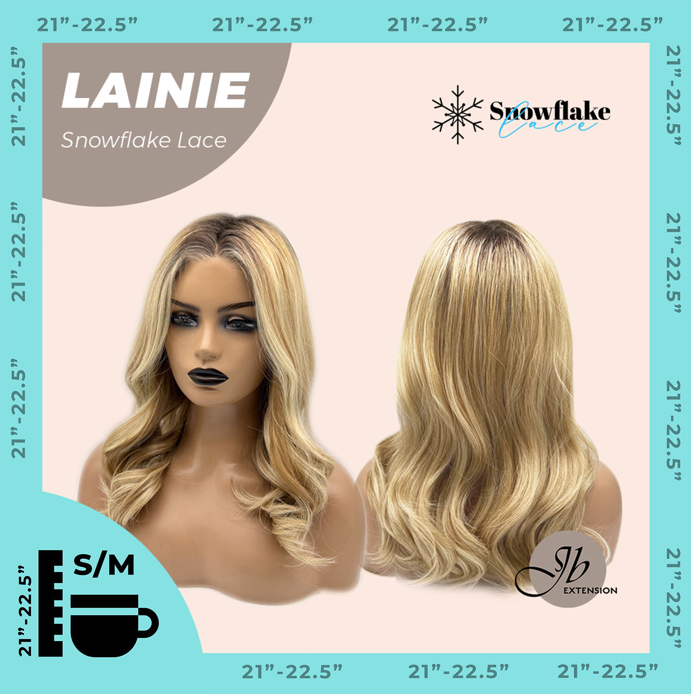 JBEXTENSION 16 Inches Blonde Pre-Cut Snowflake Lace Frontlace Glueless Wig LAINIE【PERMATEASE】【BENDY EAR TABS】