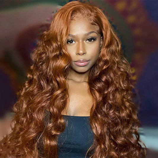 #30 Auburn Brown Hair Colored Human Hair Wigs Loose Wave 13x6 HD Lace Frontal Wigs