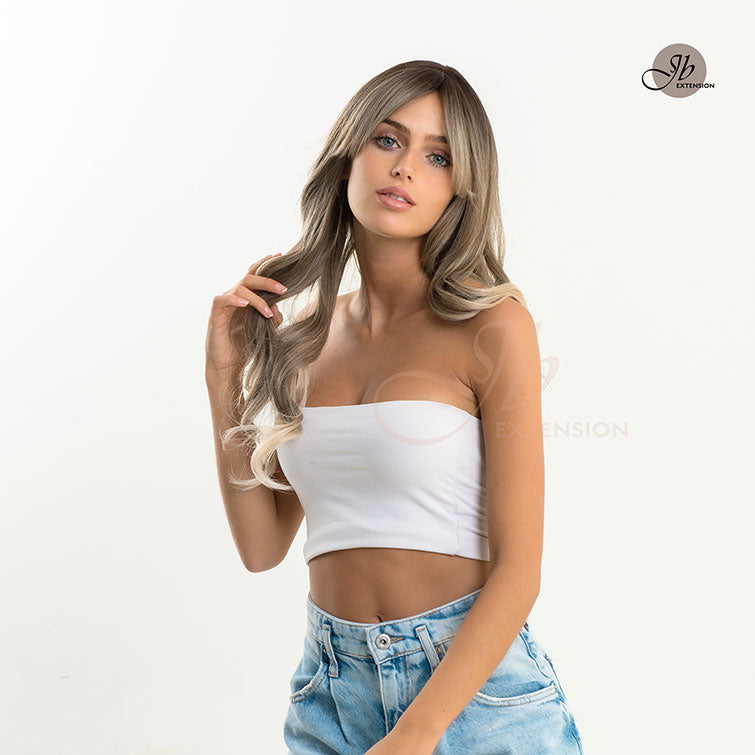 JBEXTENSION 26 Inches Long Curly Blonde Wig With Bangs KIKI