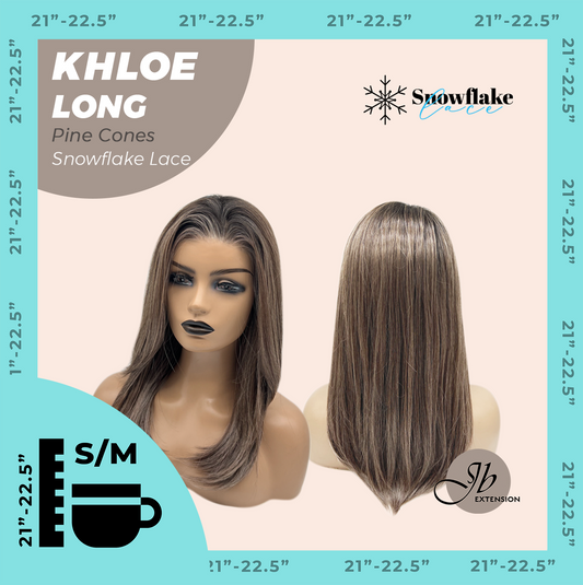 JBEXTENSION 18 Inches Pine Cones Pre-Cut Snowflake Lace Frontlace Glueless Wig KHLOE LONG PINE CONES【PERMATEASE】【BENDY EAR TABS】