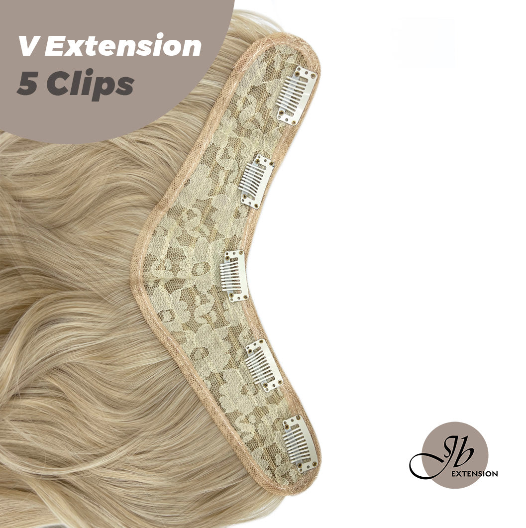 JBEXTENSION 20 Inches Hair V Extensions 5 Clip-in Curly Hair Extension With Clips 190g