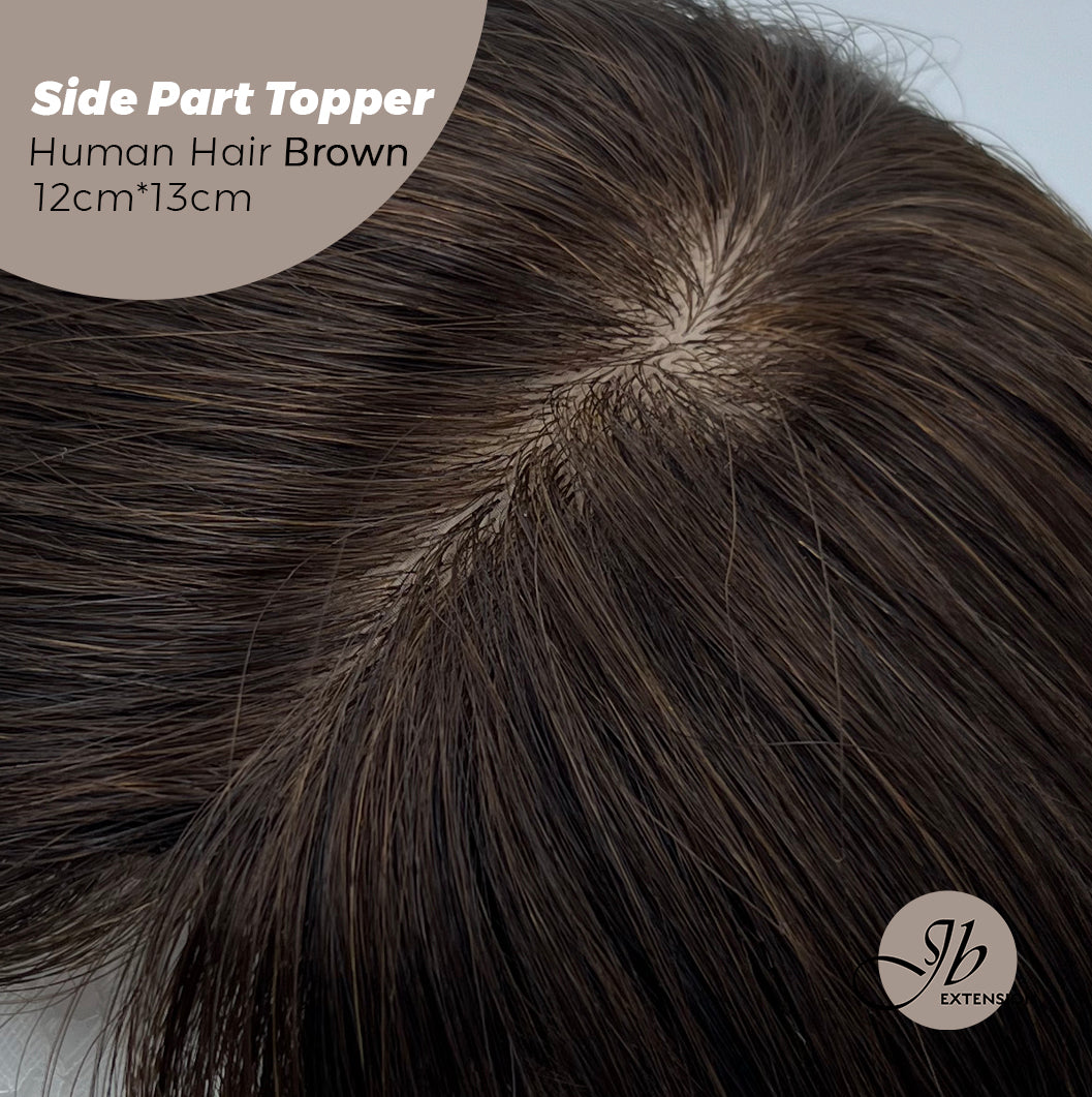 JBEXTENSION 12 Inches |16 Inches Natural Black Brown HUMAN HAIR SIDE PART TOPPER 12*13