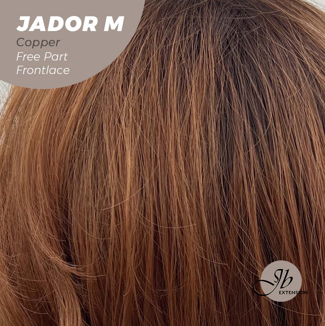 JBEXTENSION 20 Inches Copper Curly Lace Front Wig.Pre Plucked 13*4 HD Transparent Lace Frontal Handmade Futura Fiber Swiss Lace Synthetic Fiber Glueless Wig JADOR M COPPER