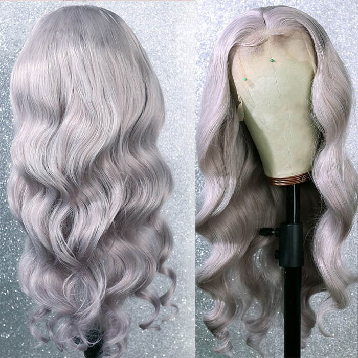 Colored Human Hair Lace Front Wigs Body Wave Gray Hair Wigs 13x6 13x4 5x5 HD Lace Wigs