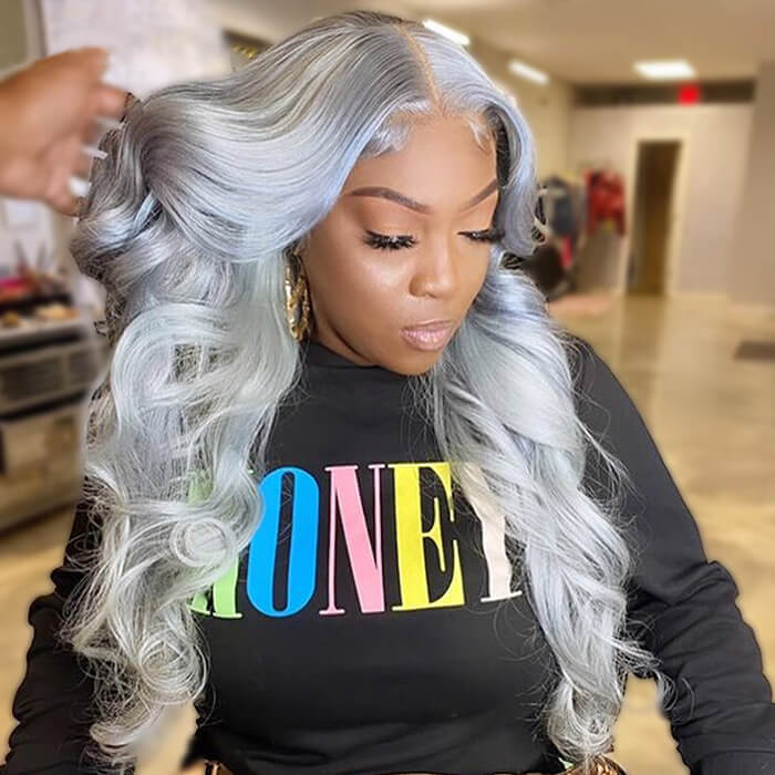 Colored Human Hair Lace Front Wigs Body Wave Gray Hair Wigs 13x6 13x4 5x5 HD Lace Wigs