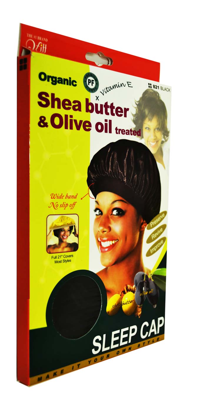 Qfitt Organic Shea Butter & Olive Oil Treated SLEEP CAP (821 Black)