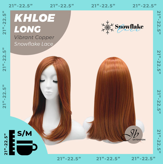 JBEXTENSION 18 Inches Vibrant Copper Pre-Cut Snowflake Lace Frontlace Glueless Wig KHLOE LONG VIBRANT COPPER【PERMATEASE】【BENDY EAR TABS】