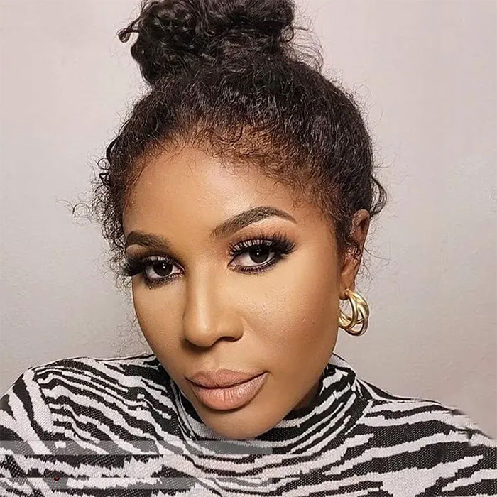 Glueless Pull Go Drawstring Curly Wig with 4C Curly Edge Hairline 13x4 13x6 HD Lace Human Hair Wigs 220%Density