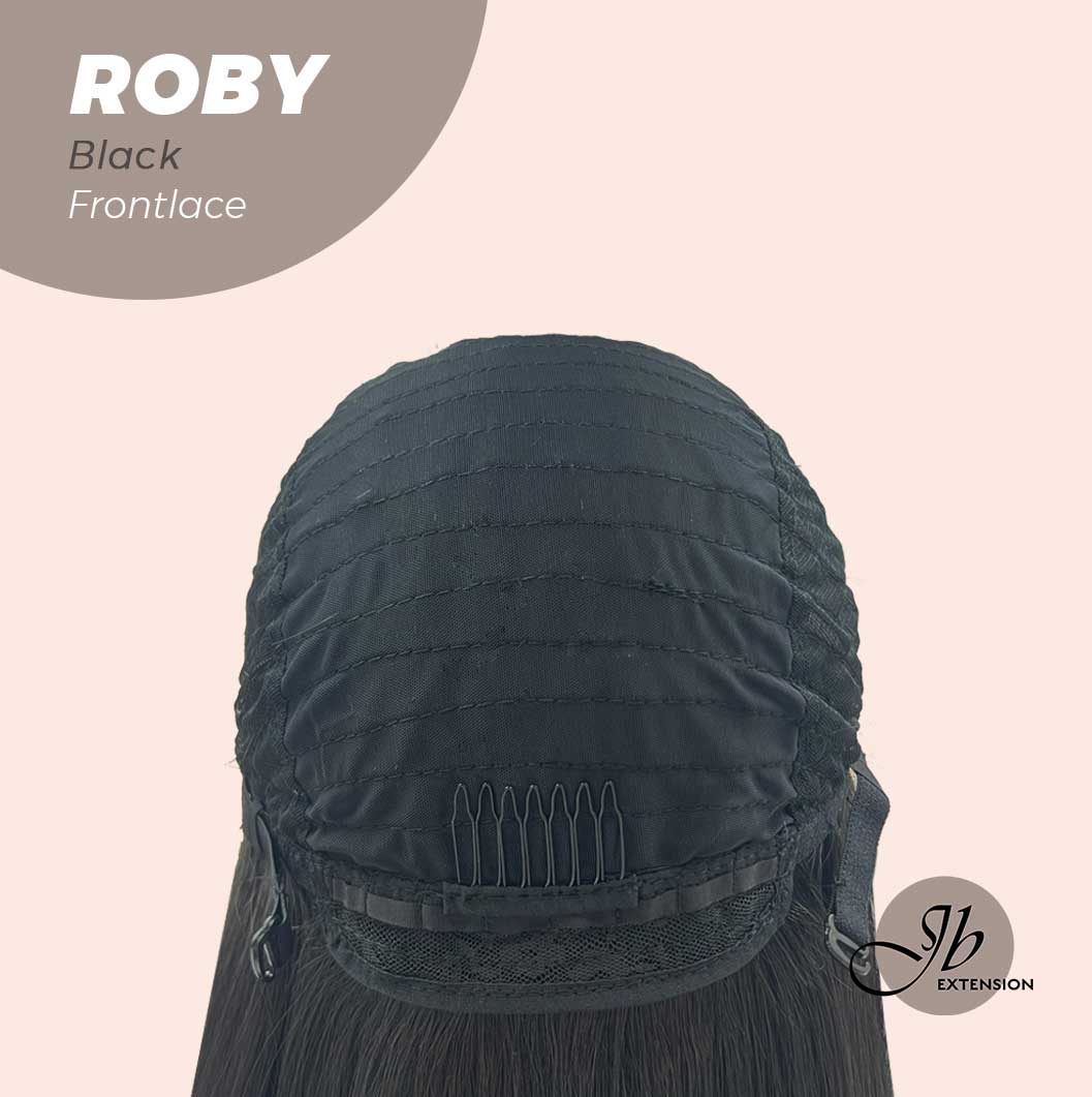 JBEXTENSION 22 Inches Jet Black Medium Length Women Frontlace Glueless Wig ROBY BLACK
