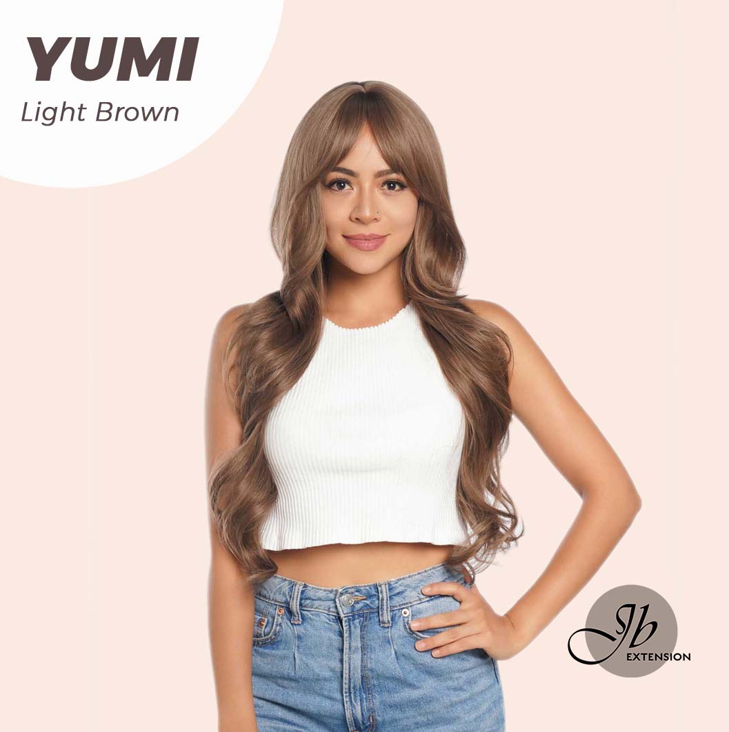 JBEXTENSION 30 Inches Long Light Brown Wig With Bangs YUMI LIGHT BROWN No Highlight