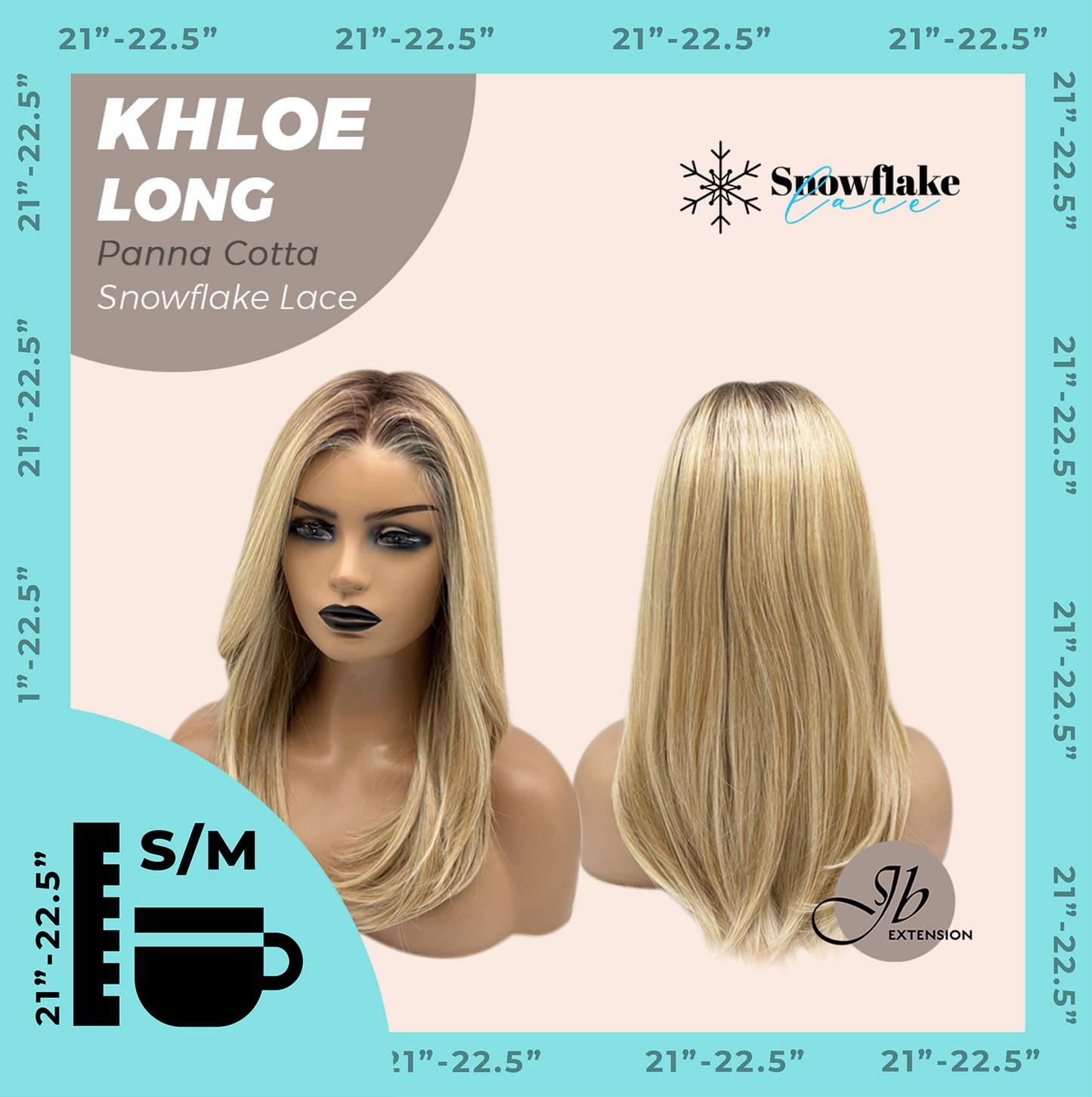 JBEXTENSION 18 Inches Panna Cotta Pre-Cut Snowflake Lace Frontlace Glueless Wig KHLOE LONG PANNA COTTA【PERMATEASE】【BENDY EAR TABS】