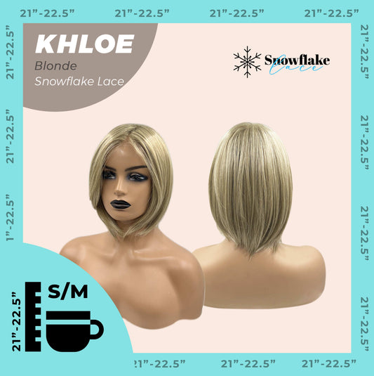 JBEXTENSION 12 Inches Bob Cut Blonde Pre-Cut Snowflake Lace Frontlace Glueless Wig KHLOE BLONDE【PERMATEASE】【BENDY EAR TABS】